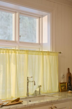 Jotex - Kafégardin Linmiks Lys gul - LINN - Kjøp Lingardiner hos Jotex