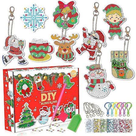 2022 Jul Adventskalender 24 Dagers Nedtelling DIY Diamantmaling Håndverksnøkkelring Blindboks Barn Jenter Julegaver