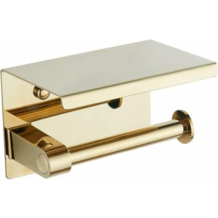 304 T55 toalettpapirholder i rustfritt stål Børstet gull i rustfritt stål toalettpapirholder med hylle,