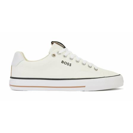 Hugo Boss, Cotton Canvas Trainers Sko Wit, Heren, Maat:45 EU,Katoen