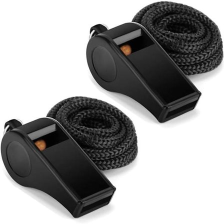 Fløyte, profesjonell sportsfløyte med snor, høy og tydelig svart fløyte perfekt for trenere, dommere og funksjonærer