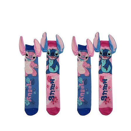 2 par söta Cardichi-strumpor, flickors mellanhöga strumpor, 3D-trendiga handgjorda öronstrumpor, presenter till flickor