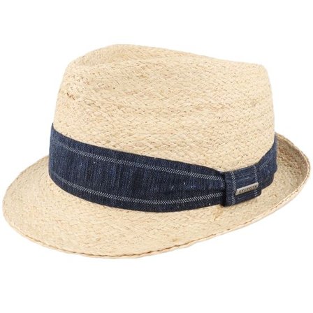Stetson - Beige straw Hatt - Trilby Raffia Beige Straw Hat @ Hatstore