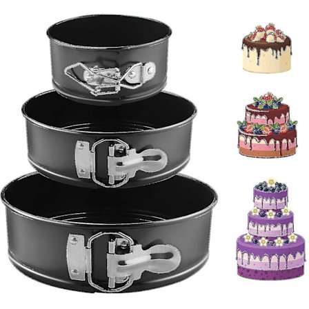3-vånings justerbar rund kakform i rostfritt stål, set om 3 (4 "+7"+ 9 ") A