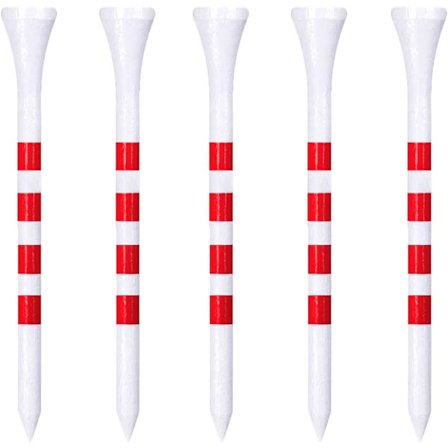 Bambus Golf Tee 70mm Pakke med 100, Rød Farge, Golf Stripe Bambus Tee Nail Stripe Golf Style Tee70mm Ballholder