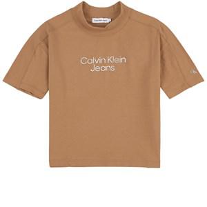 Kids - Calvin Klein Jeans Branded T-Shirt Timeless Camel 14 Years - Tops - 14 years - Brown - Mädchen