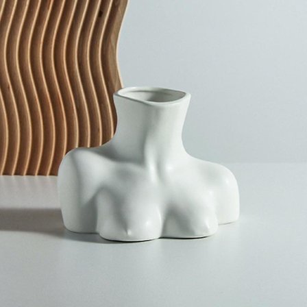 Nordic Breast Vase Nøgen Kvinde Halv-længde Keramiske Buste Ornamenter Skulptur Bryst Pot Home Decoration