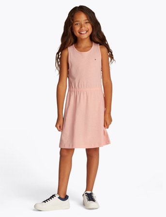 Tommy Hilfiger Linen Jersey Dress Slvls - Pink - 128