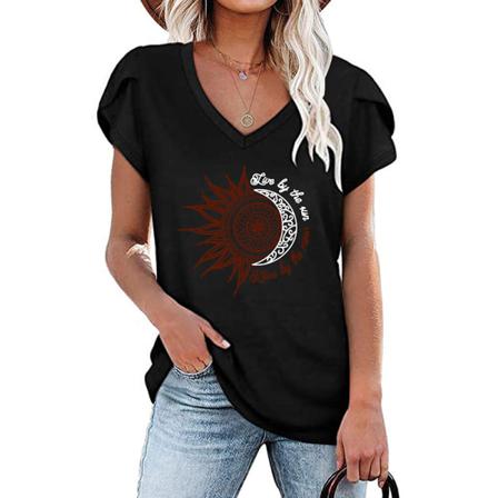 Kortärmad T-shirt För Kvinnor Med Print Toppar