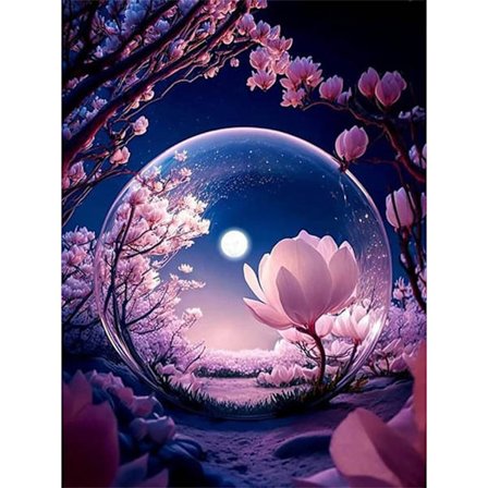 30x40cm, blomst 5d diamantmalt rhinestones broderi lerret