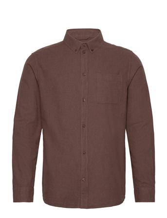 Regular Fit Melangé Flannel Shirt - Skjorte Uformell Burgunder Knowledge Cotton Apparel*Betinget Tilbud
