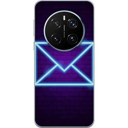 Kompatibelt Mobilskal till Honor Honor Magic7 Pro Neonillustration av kuvert i blått ljus mot lila tegelvägg, modern symbol för meddelanden kommuni