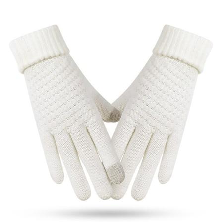 Vinter Touch hansker Dame Menn Varm Stretch Strikke votter Imitat White