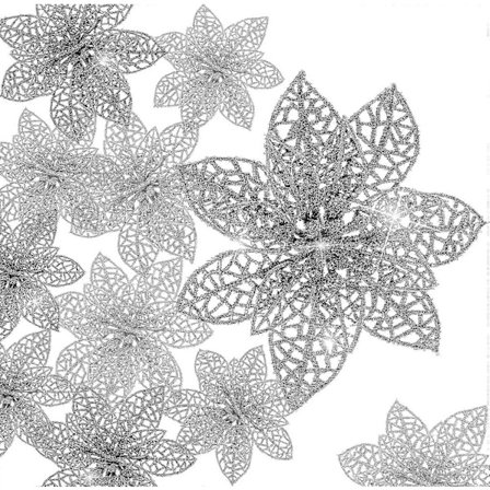 36 stk. Juleblomster Glitter Kunstige Juleblomster, 8/10/15 cm Juletræsornament Juleblomster Dekorationsornament