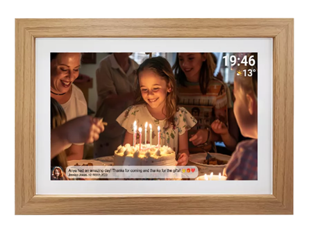 Denver PFF-1543LW, 15.6" Wi-Fi photoframe with - 15,6" digital fotoram med Full HD-upplösning och träram