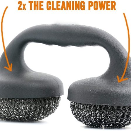 Grillborste av hög kvalitet, lätt att greppa, rostfritt stål, dubbel dyna