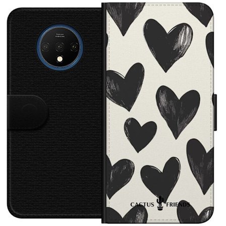 Kompatibelt Lommeboketui til OnePlus OnePlus 7T Cactus and Friends - Bold Black Love Pattern