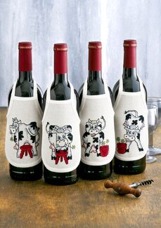 Flaschenschürzen Ulkige Kühe 4-er Pack