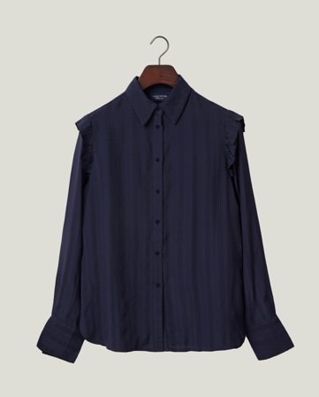 Lexington Jacquard-Bluse mit Rüschen