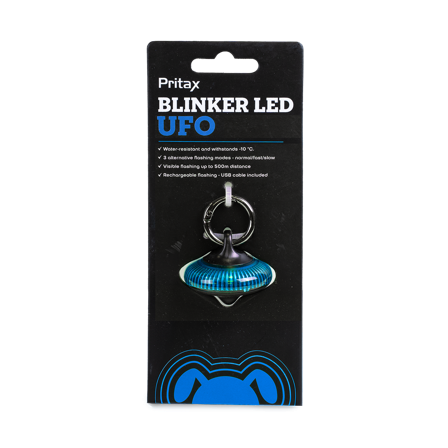 Pritax - Blinkende LED UFO, 5x6,5cm, Blå - Hund - Halsbånd - ZOO.no