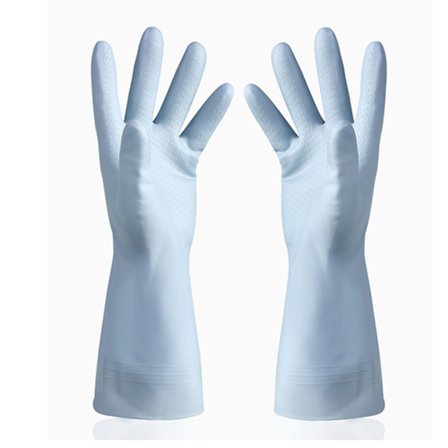 Køkkenopvaskehandsker fortykkede holdbare vandtætte rengøring husarbejde kvindelig vasketøj allokering gummihandsker blå L