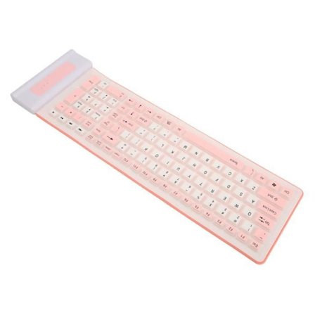 HURRISE tangentbord 107 tangenter HURRISE vattentätt tangentbord Silikontangentbord 107 tangenter vattentätt för datoranvändning Rosa