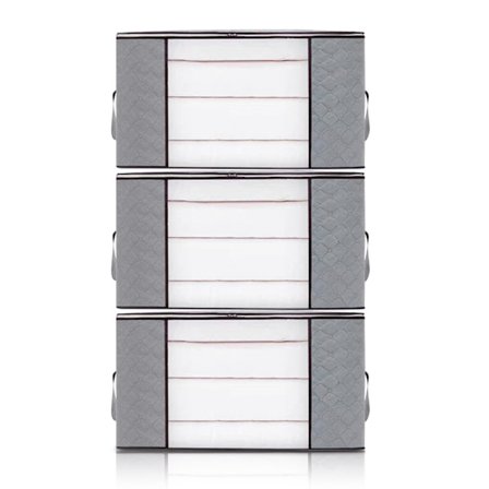 3-pack klädförvaringsväskor 90L hopfällbar klädarrangör med stor kapacitet och förstärkt handtag för täcke, filt, kläder, skor sängkläder