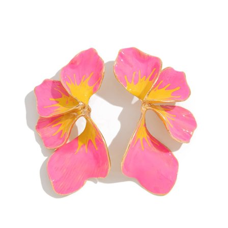 Pink Hawaii Plumeria Ørestikker, Chunky Tropiske Blomster Drop Smykker, Boho Luau Strandfest Øreringe til Kvinder
