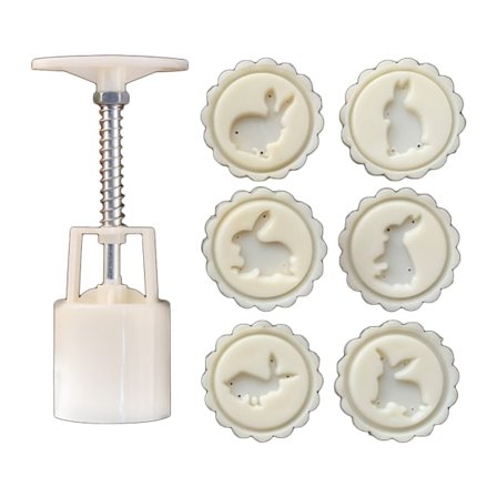 50g Månekakeform 6stk Bunny-stempler Håndpresse Månekake Konditorform Baketøy