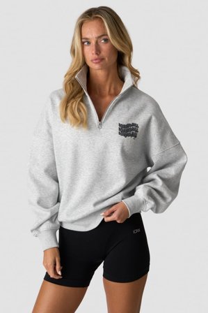 ICANIWILL - Everyday 1/4 Zip Crewneck Print Light Grey Melange - Dames - sportkleding van ICIW