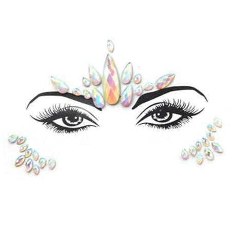 Face Gems, 1 bit Rhinestone Face Sticker, Självhäftande ansikte