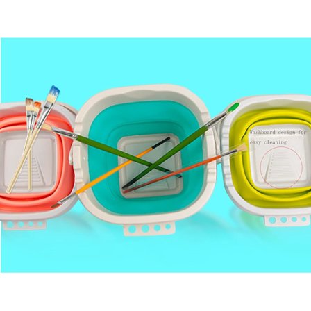 Hopfällbar Hink med Fack, Bärbar Penntvätt Hink för Ar