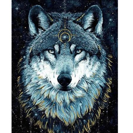 Animal Wolf King diamantmaleri (30*40 cm)