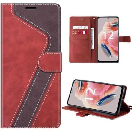 Fodral för Xiaomi Redmi Note 12 4G, mönstrat PU-läderfodral med plånbok och stöd, rött (ej för Redmi 12)