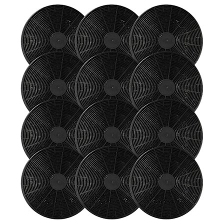 12x Aktivt kolfilter Ersättning för Klarstein 10027530, CGCH2, 10027711, 10030983, K10001 för köksfläkt - 17,5 cm