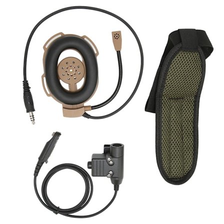 Hjelm Enkelt Headset Justerbart Militær Hodetelefon med U94 PTT for Baofeng UV9R UV9R PLUS UVXR BF9700(Brun )