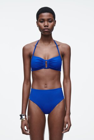 COS Frauen Bikinioberteil Mit Raffungen Und Cut Out in Blau