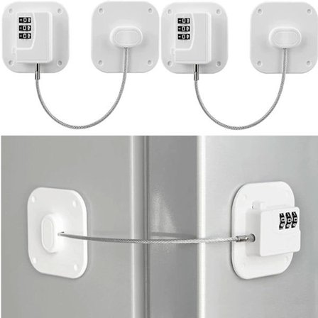 2-pak Køleskabslåse - Kombinationslås til Køleskab hvid, A