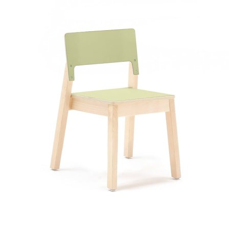 Children's chair LOVE, H 380 mm, birch, green laminate