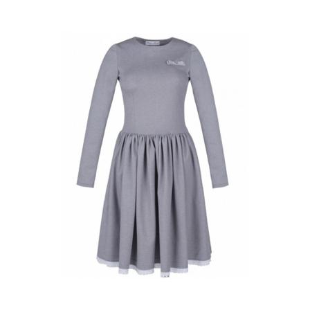 Kasia Miciak design Sukienka rozkloszowana z haftowaną koronką, kobieta, Szary