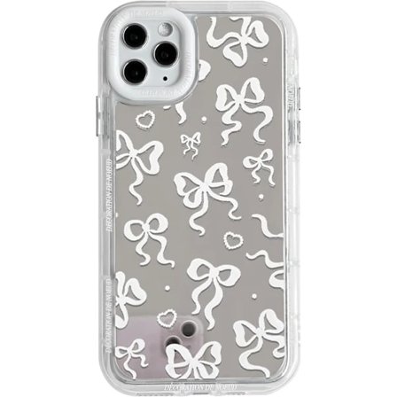 Yhteensopiva iPhone 11 Pro Max Kuori Söpö Peili Rusetti Rakkaus Sydän Kuvio Tytöille Nauha Design Iskunkestävä Suojaava Puhelinkuori iPhone 11 P...