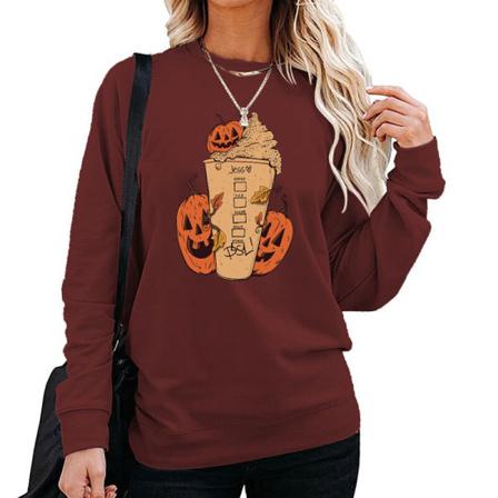 Kvinnor Halloween Tröja Med Rund Hals