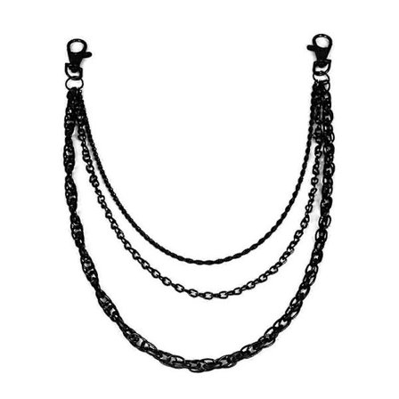 Trendy flerlags svart buksekjede, moteriktig svart nøkkelring ornament for menn, egnet for gate- og festantrekk