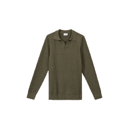 John Henric Cotton Rib Knitted Ls Polo Sweater (sandro) Necessärer Herr Grön XXL
