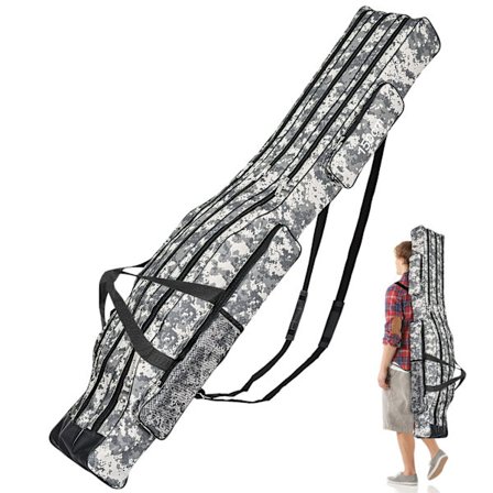 Fiskegrejstaske, bærbar fisketaske, 3 lag fiskespindestænger, fiskestangstaske, vandtæt Oxford karpefiskegrej stang Holdall taske