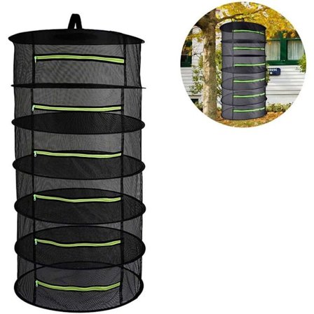 Kerroksinen verkkokuivausteline kasveille, ripustettava, kokoontaitettava verkko, musta variksen