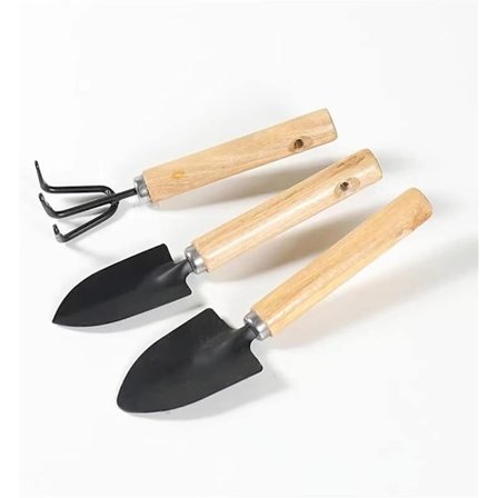 Verktygssats, 3-pack, spade, skyffel, kratta i stål, handspade, skötsel av trädgårdsväxter, krukväxter