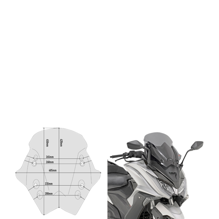 Vindskjerm Givi Scooter D-S Sotet - Kymco AK 550 2017-2020