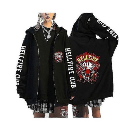 Stranger Things anime vetoketjullinen huppari, pitkähihainen, rento, ylisuuri collegepaita