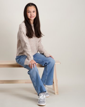 LMTD LODETS LS SHORT RIB KNIT Beige Pulls Fille - Kids Brand Store